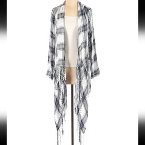 Altar'd State Blue Plaid Open Front  Cardigan Duster Kimono Size Small